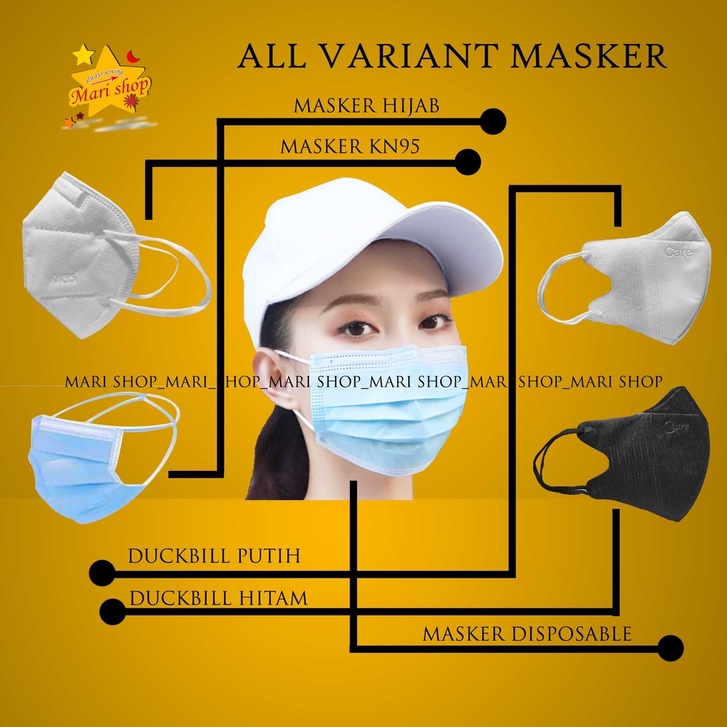 Masker Medis Bedah Earloop Masker Headloop KN95 Duckbill Hitam Putih Masker Disposable