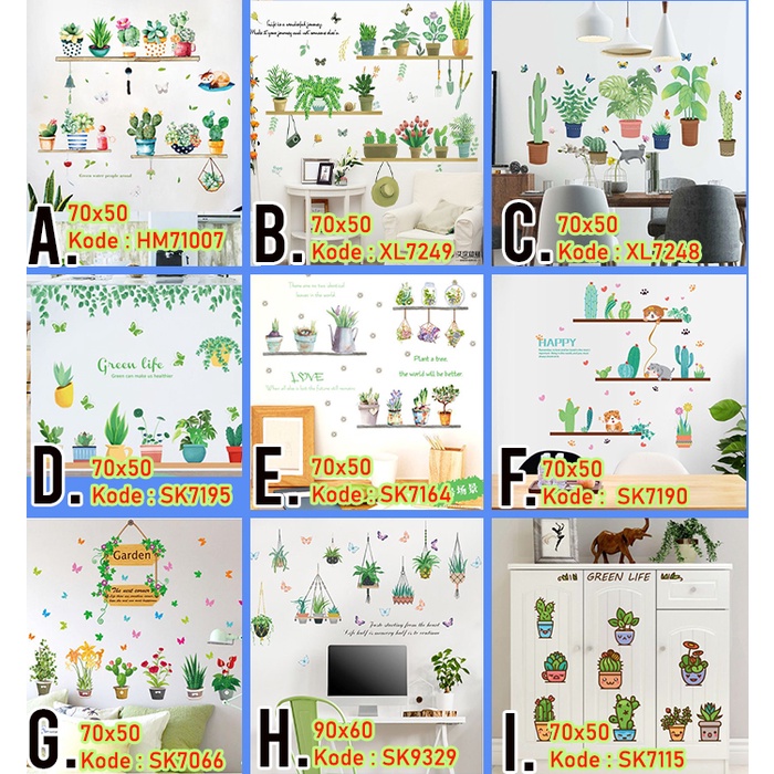 DUNIA STIKER POT BUNGA FLOWER - Stiker Dinding / Wall Sticker