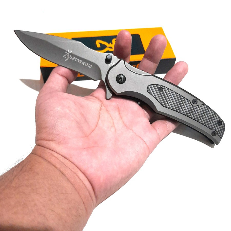 Pisau Lipat Browning Mini 22 CM Tajam Survival Outdoor Multifungsi X46-1 Baja Tajam Anti Karat