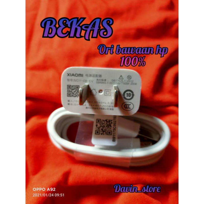 charger Xiaomi Redmi 4x 5plus Note5 Note6 ORI bawaan hp