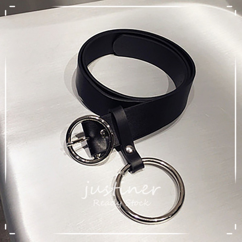 Justiner Beauty Fashion Vintage Women Waistband Pu Leather Buckle Metal Circle O Ring Belt Shopee Indonesia