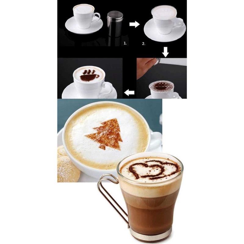 Cetakan Hias Busa Foam Kopi Latte Art 16 Pcs Plastik Waterproof