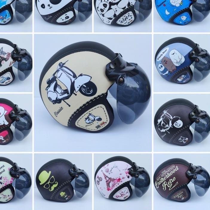 Termurah helm bogo dewasa (HELM PRES) retro kulit sni dewasa berkualitas sni murah gaya keren pria w