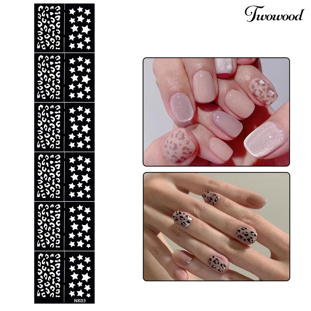 Twowood Kertas Cetakan Nail Art Desain Hollow Ringan Untuk Wanita