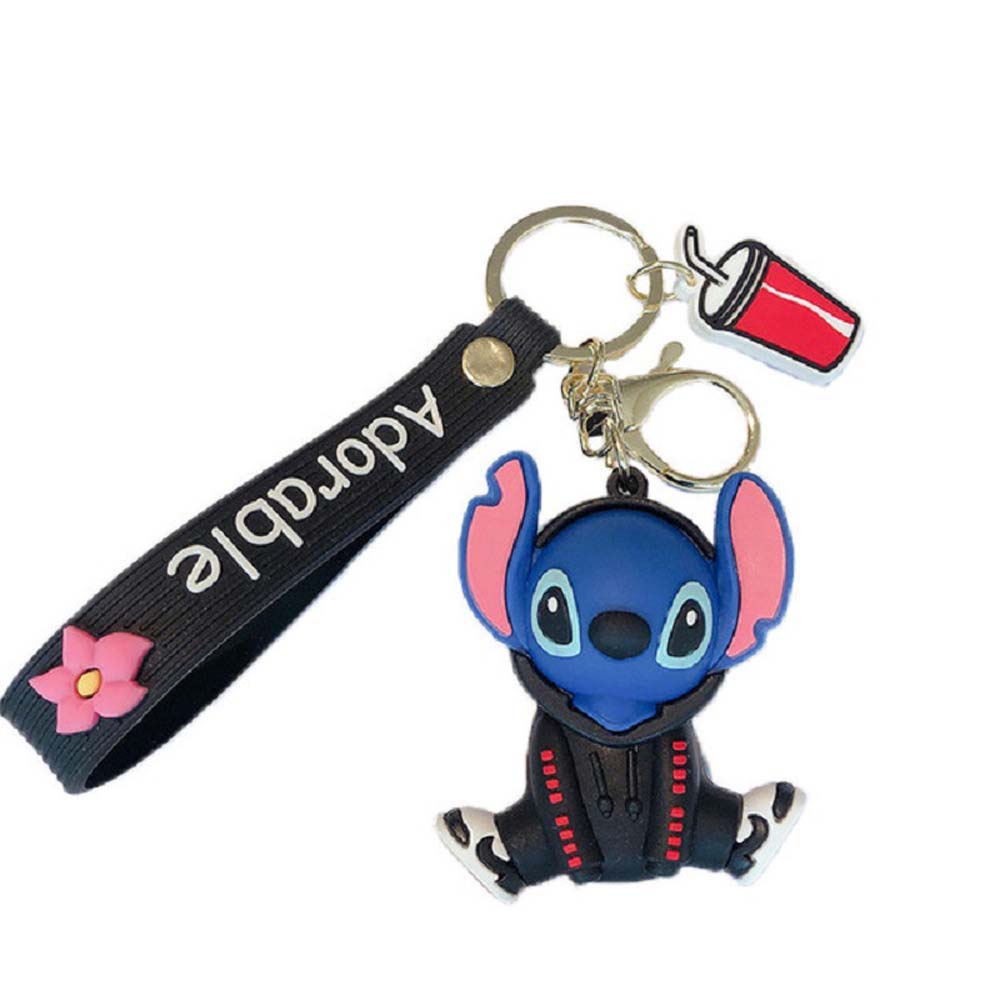 Quinton Gantungan Kunci Boneka Kartun Mickey Mouse / Stitch / Piakchu Lucu Multi Warna Untuk Anak