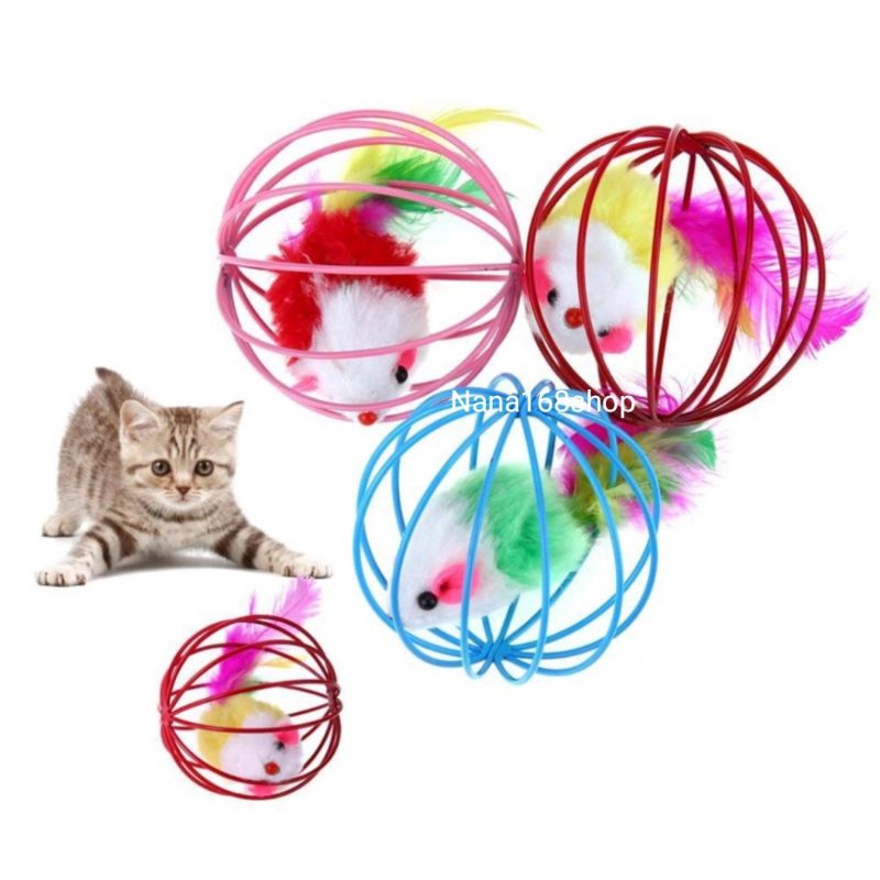 Mainan kucing bola pet Toys bola jeruji besi tikus dog toys