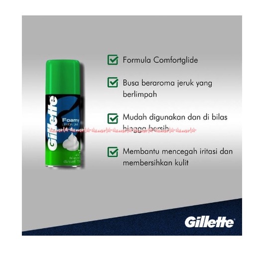 Gillette Foamy 175ml Lemon Lime Menthol Gilet Foam Gillete Foam Busa Cukur Pria Jenggot Kumit Gillet Foami Wangi Aroma Jeruk Mentol