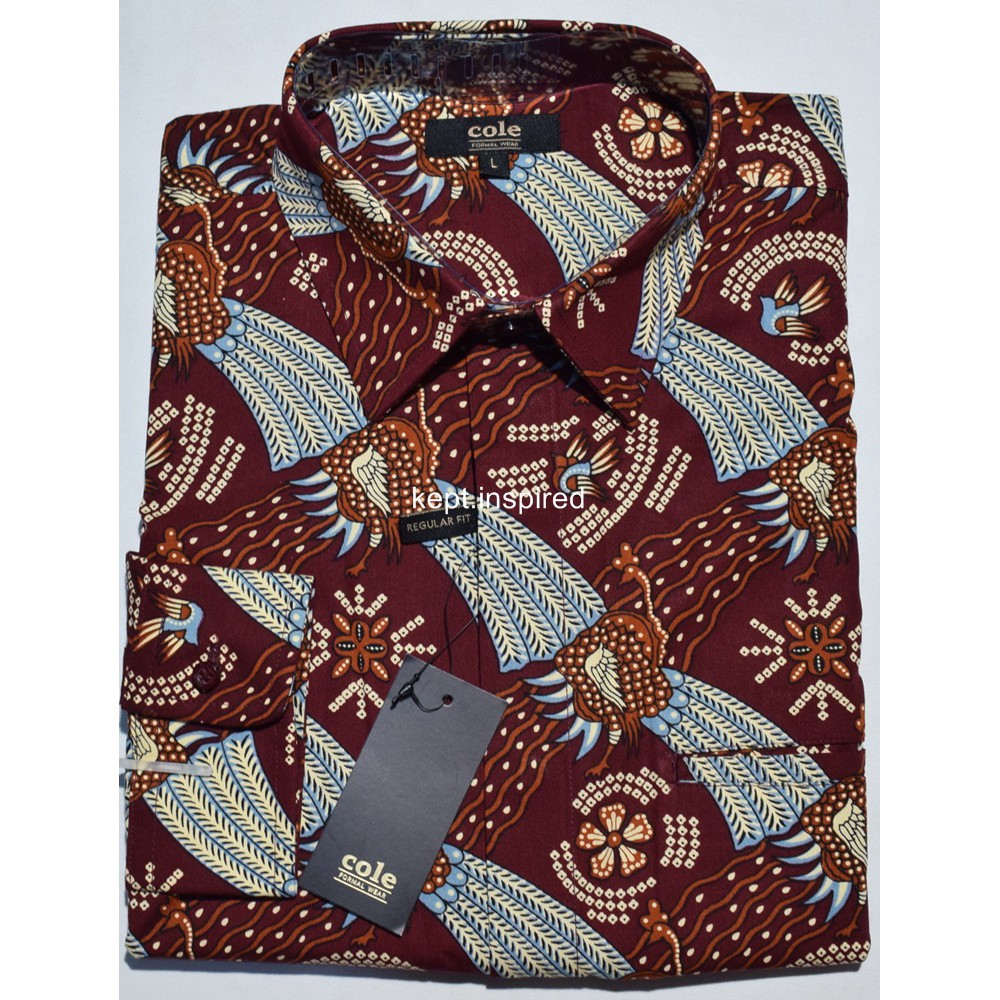 Kemeja Pria COLE Batik Lengan Panjang Merah Reguler DPC 39 ORIGINAL