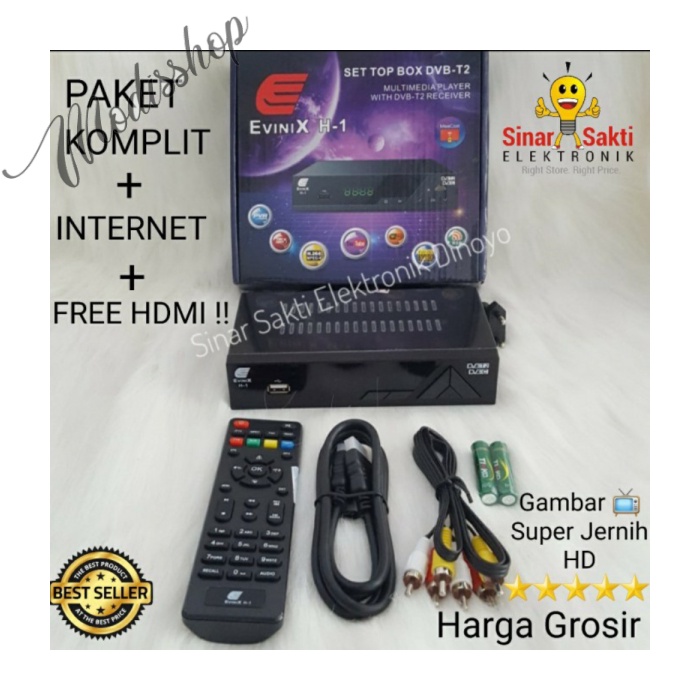 STB SET TOP BOX TV ANALOG KE DIGITAL DVB T2 ORIGINAL HD EVINIX WIFI - TANPA HDMI