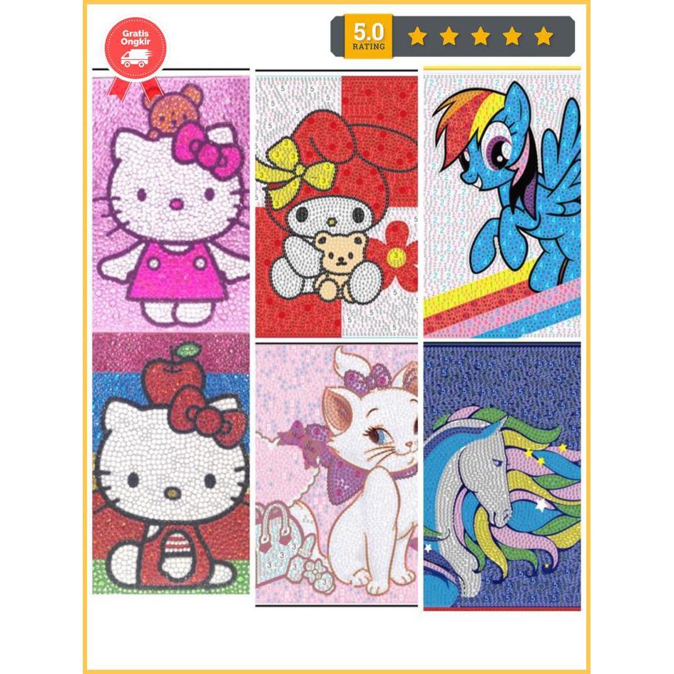 

Diamond Art Beads Kotak Full 20X20 Hello Kitty Unicorn Melody Doraemon Promo