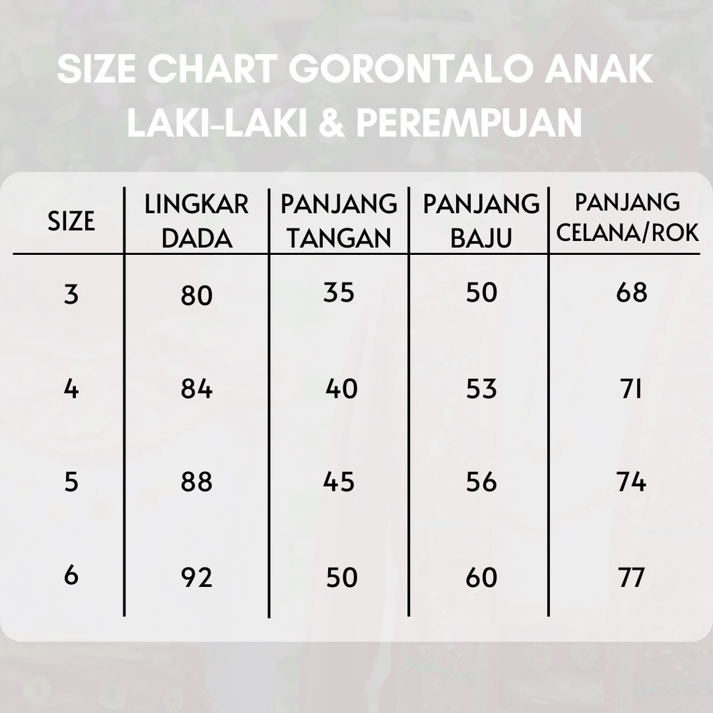 Baju Adat Anak Gorontalo Satuan (Laki/Cewe)