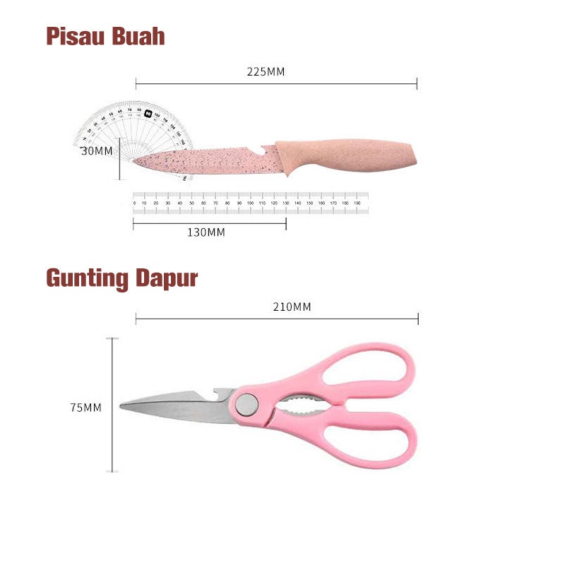 PAKET HEMAT Set Paket Pisau Dapur 7IN1 Plus Talenan + Tempat Pisau Paket Lengkap Set Murah Tajam Peralatan Perlengkapan Dapur Murah Premium Quality