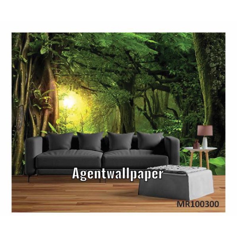 Photowall Mural 3D Dinding Wallpaper Mural Pemandangan Hutan Alami 3x5m
