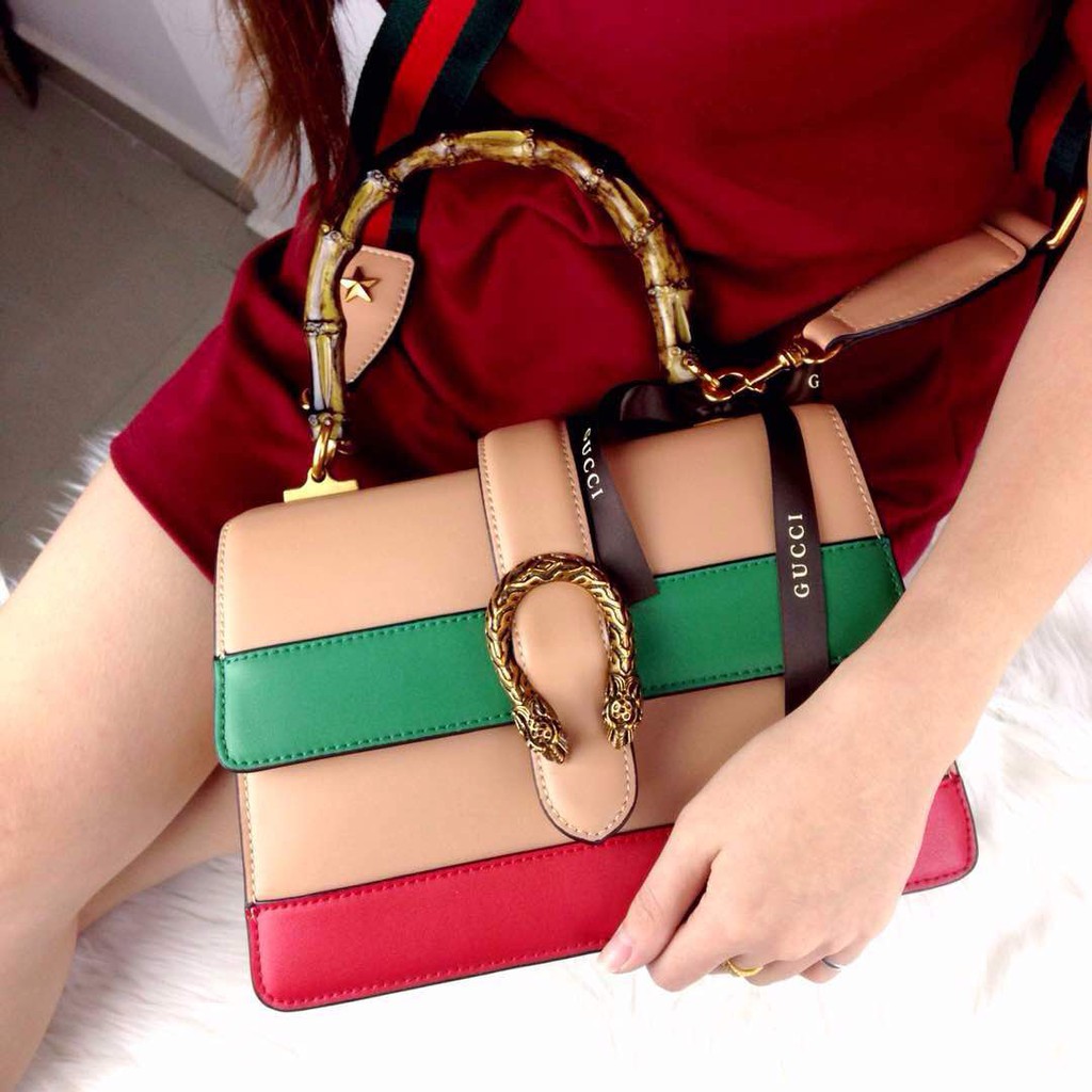 MD New Arrival Gucci Dionysus Striped Bamboo Top Handle #448072
