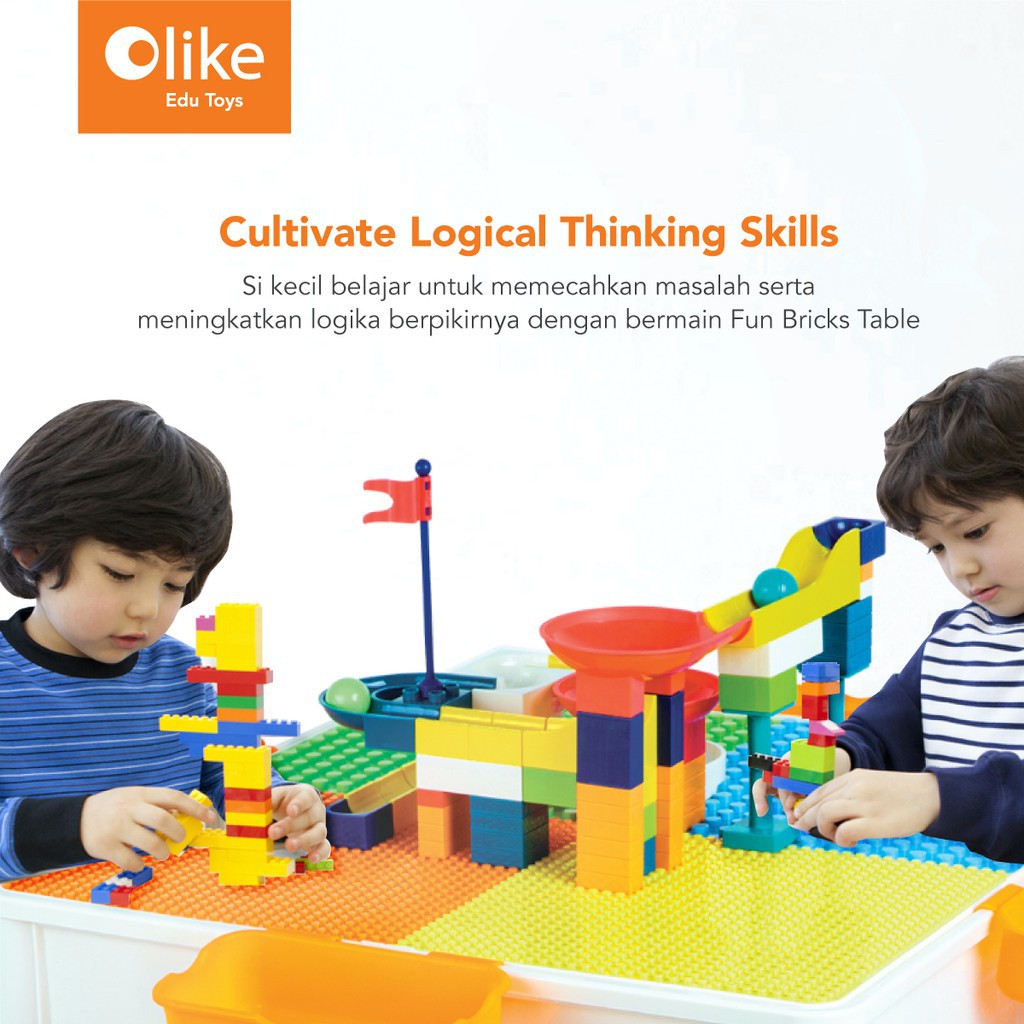 Olike Fun Bricks Table - Mainan Balok Anak / Mainan Edukasi / Garansi Resmi