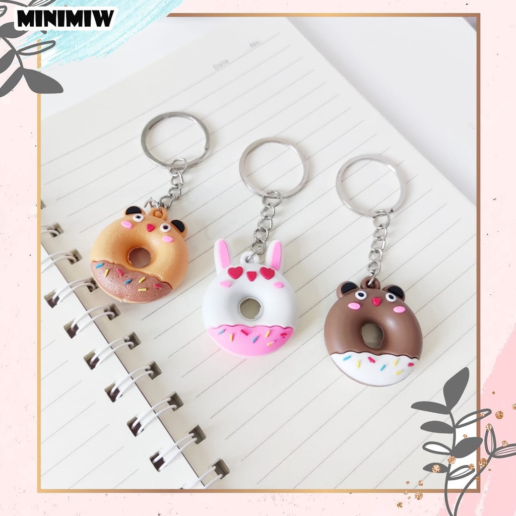 GANTUNGAN KUNCI DONAT HEWAN KELINCI BERUANG KEY CHAIN KEY RING GANCI LUCU