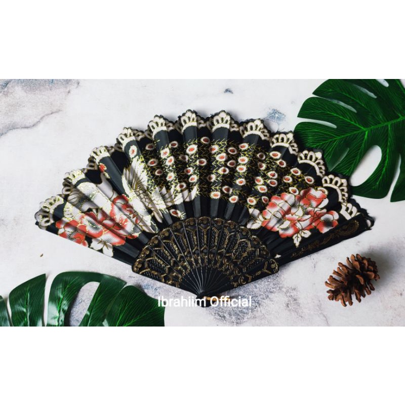 KIPAS LIPAT TANGAN KIPAS JEPANG LIPAT GLITER MERAK SOUVENIR PERNIKAHAN