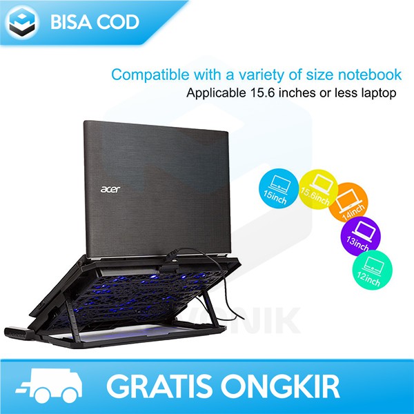 COOLING PAD LAPTOP GAMING 6 FAN ICE COOREL K6 ORIGINAL KIPAS LAPTOP