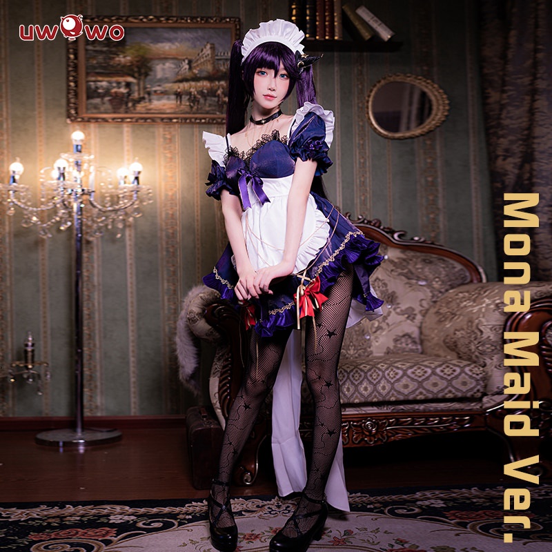 PREORDER Exclusive Authorization UWOWO Game Genshin Impact Mona Cosplay Maid Dress New Costume Cute 