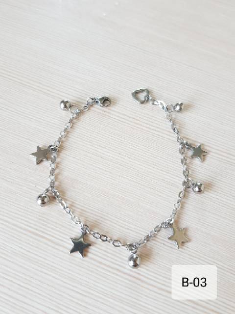 SET Gelang Tangan Kaki Motif Bintang Silver Titanium antikarat