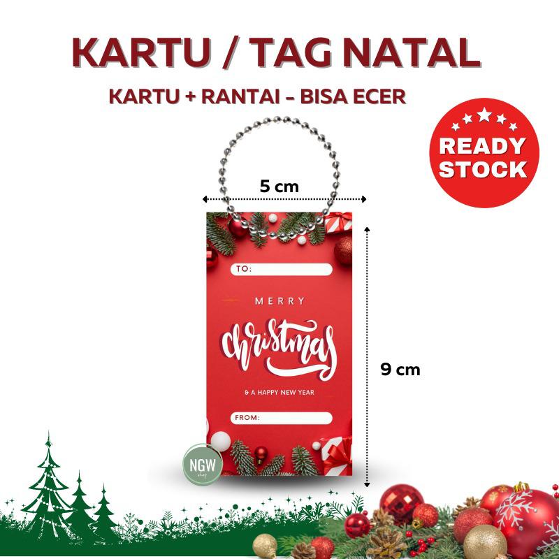 card christmas natal + rantai satuan ecer  kode KT044 hampers