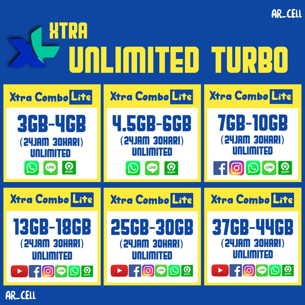 Isi Ulang Kuota Internet Xl Xtra Combo Lite Xl Unlimited Turbo 3gb 6gb 10gb 25gb 30gb 37gb 44gb Shopee Indonesia