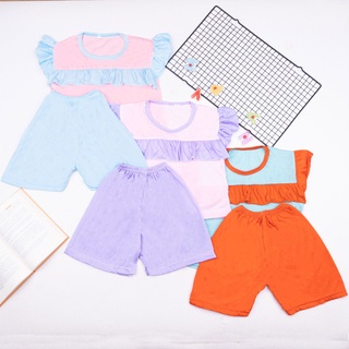 SF-Setelan Ruffle Kombinasi Set Polos Anak Cewek / Setelan Anak Perempuan Polos 1-5 tahun-4
