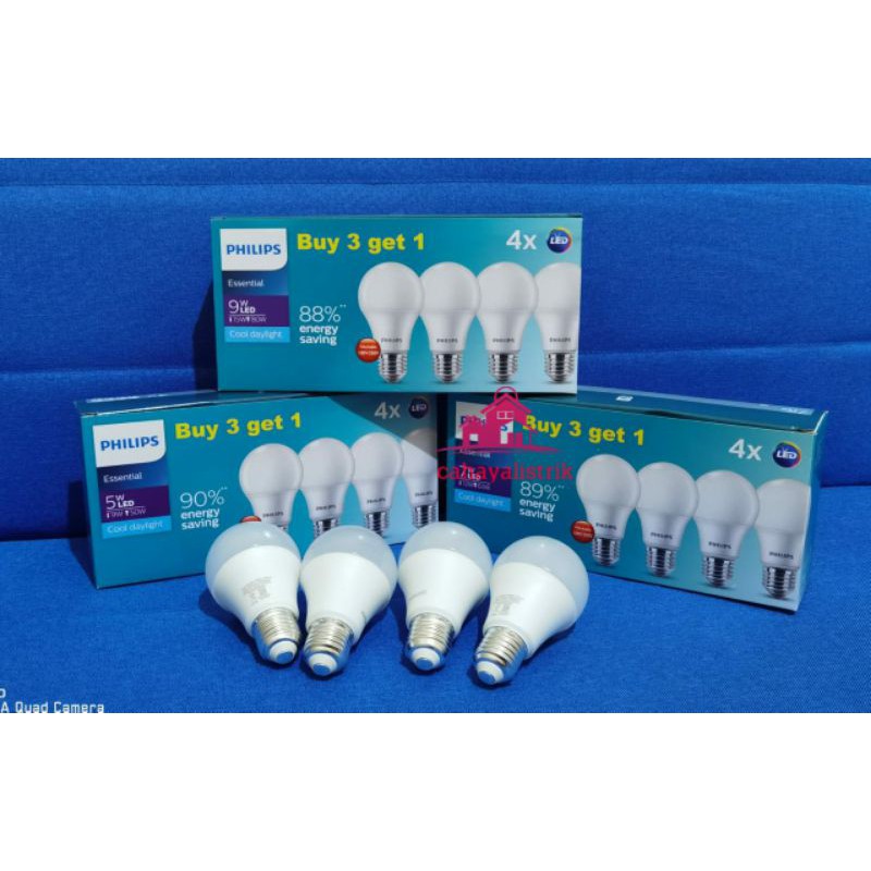 (4pcs)PAKET Philips Led PUTIH 5 w 6 7 8 9 10 11 12 w bundling essential ess 5w 6w 7w 8w 9w 10w 12w