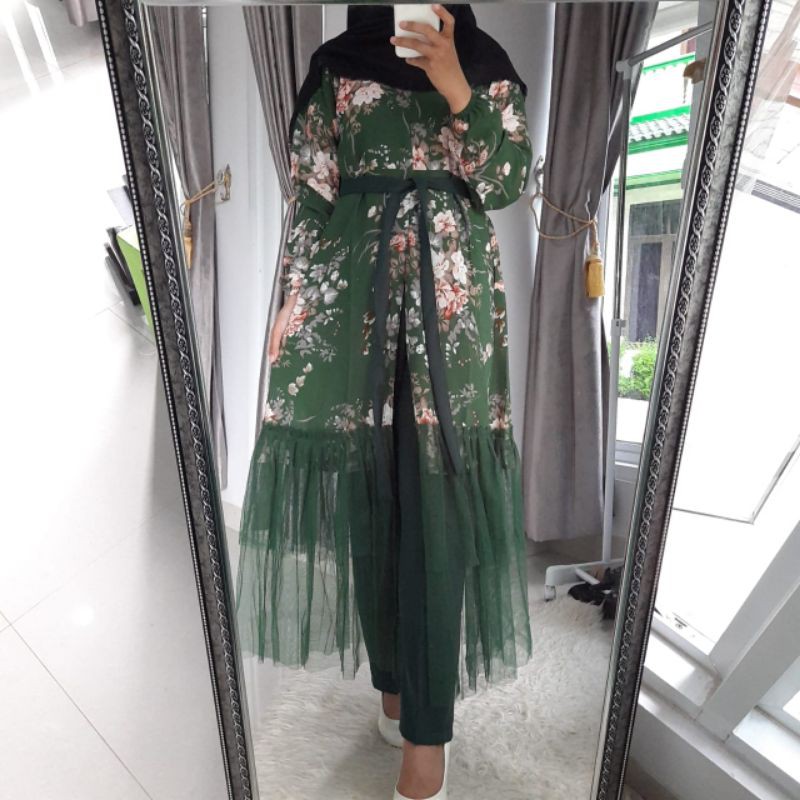 ~KY~ Setelan Celana Tunik Tutu/One Set Tunik Monalisa Mix Tile Tutu New/Setelan Celana Long Tunik