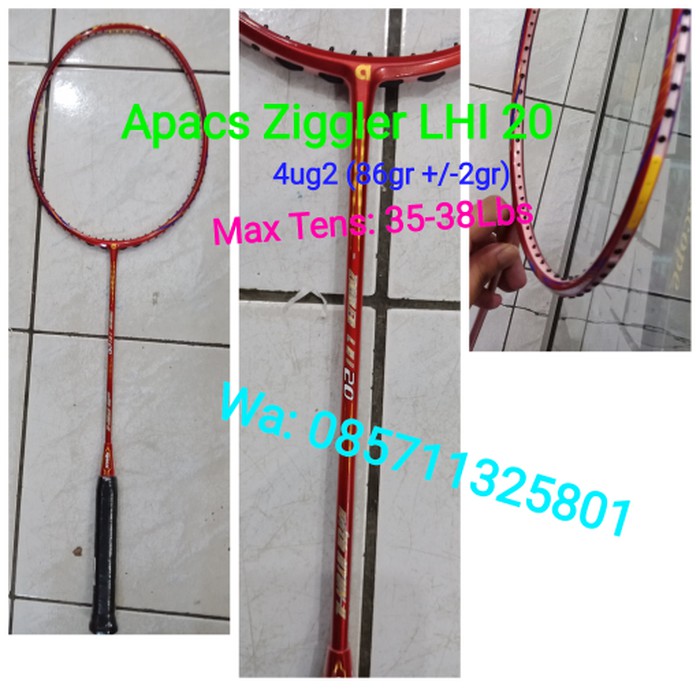 Raket Badminton Apacs Ziggler LHI 20  max tens 35lbs - 100% Origin