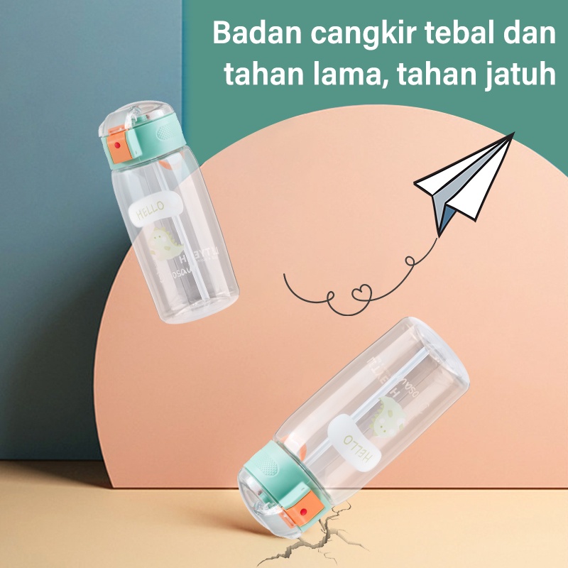 Letyeah &amp; Anantagt Botol air Minum Anak Dengan Sedotan 500ml anti tumpah Karakter Hewan / tempat minum anak /bpa free