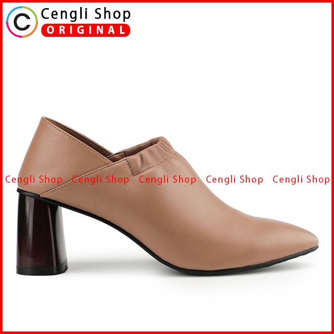 SEPATU HEEL KULIT OBERMAIN HEELS WANITA ORIGINAL BRANDED COKLAT OW10