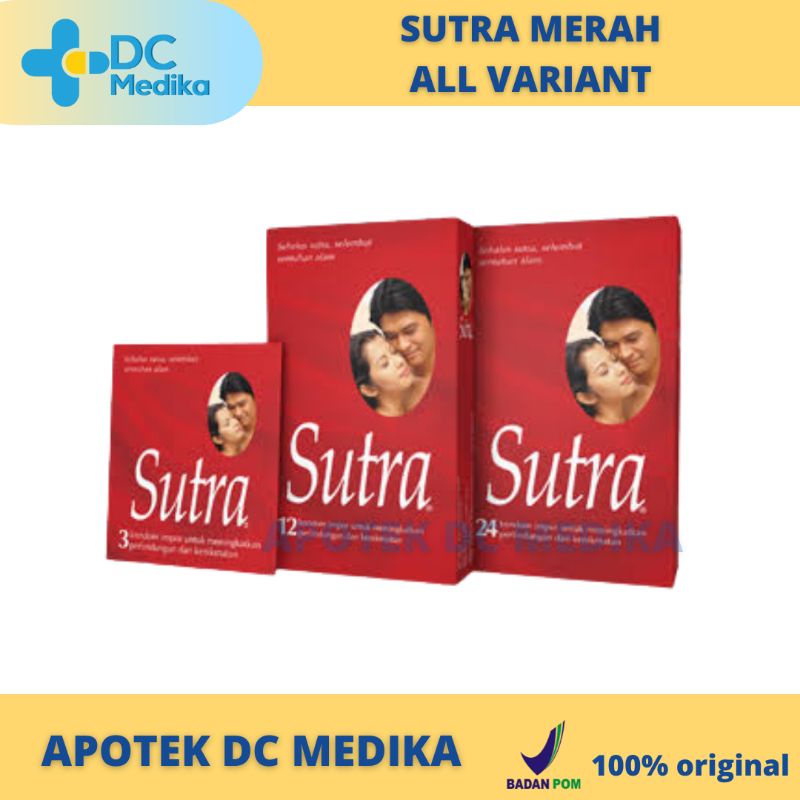 Sutra Merah isi 3 / 12 / 24 / Classic / Kontrasepsi Pria / Kondom Sutra / pcs