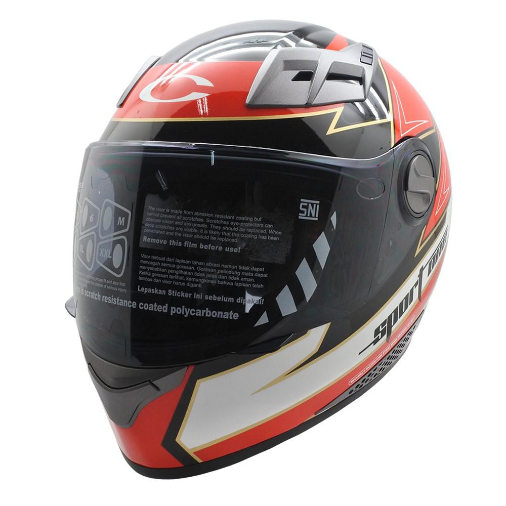 HELM CARGLOSS NEW SPORT ONE SECA FULL FACE - RED DEEP BLACK