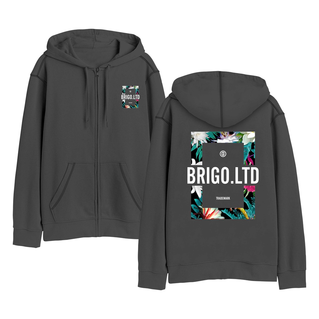 BRIGO Zipper Jumper Hoodie FLOWER II Sweater Hoodie Resleting BRIGO FLOWER Sablon DTF Fleece Cotton II SIZE M-XXL (Pria &amp; Wanita) Free stiker&amp;Gantungan Kunci