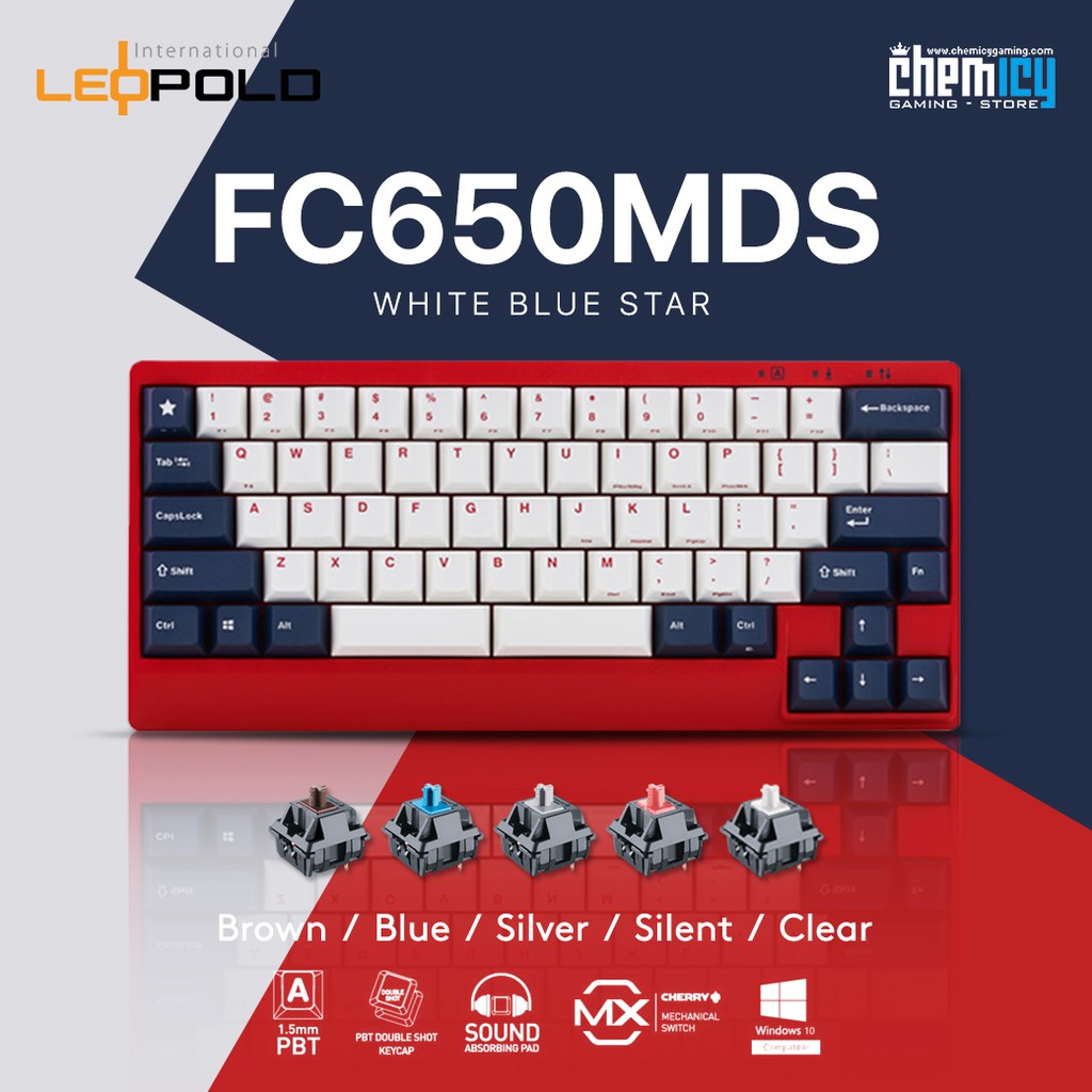 Leopold FC650MDS White Blue Star Mechanical Gaming Keyboard