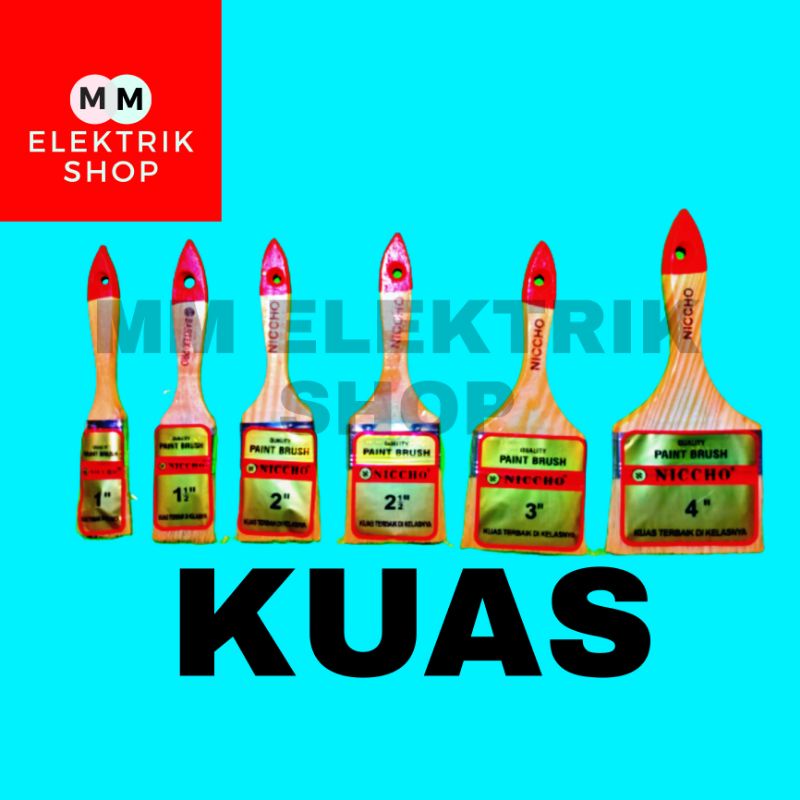 Kuas Cat Paint Brush Kuas Cet Alat Cat Tembok Gagang Kayu Premium Best Seller NICCHO