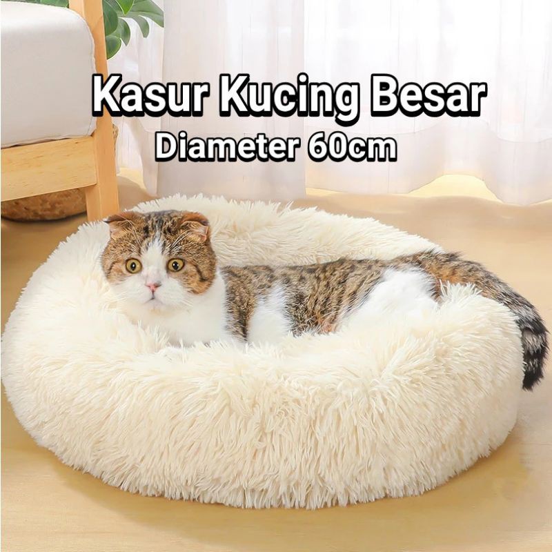 Cat Bed - Kasur Kucing Donat Bulat Bulu Halus dan Mewah BESAR/DB