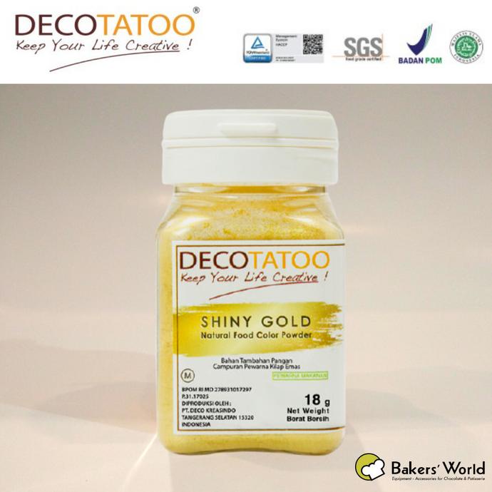 

Pewarna Makanan - Decotatoo - Emas Mengkilat/Metalik (Shiny Gold) 18gr ---NEW---