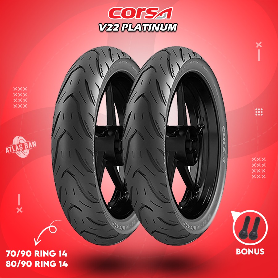 Sepasang Ban Tubles Motor Matic CORSA V22 PLATINUM 70/90 - 80/90 Ring 14 Tubles
