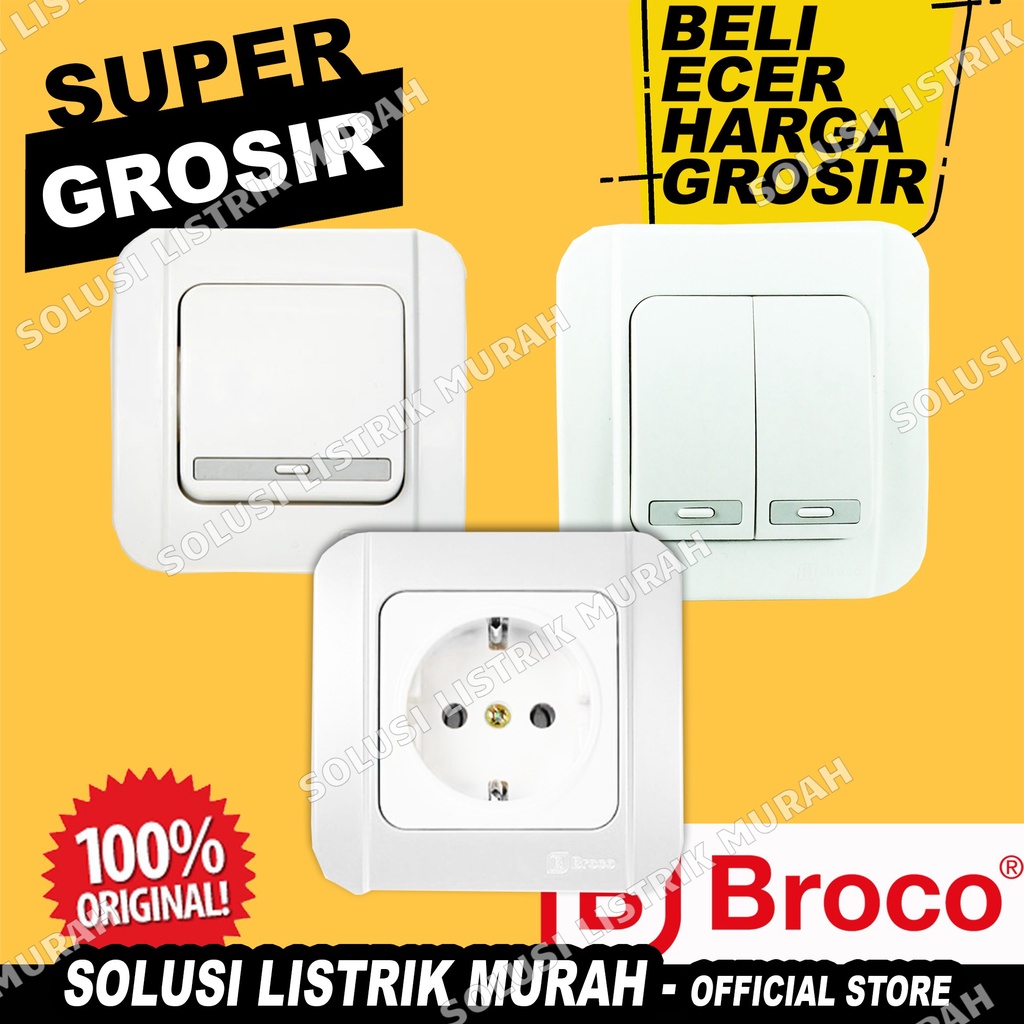 Broco Galleo Saklar Single / Double / Stop Kontak IB / Inbow / Tanam