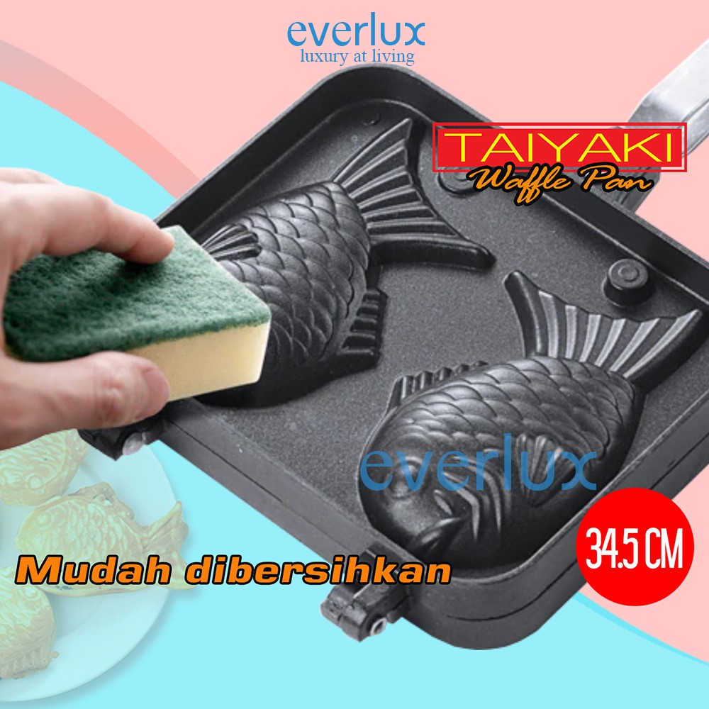 LOYANG PAN Waffle maker ikan taiyaki jepang - Panci anti lengket teflon cetakan kue bapel wafel Croffle - croffel