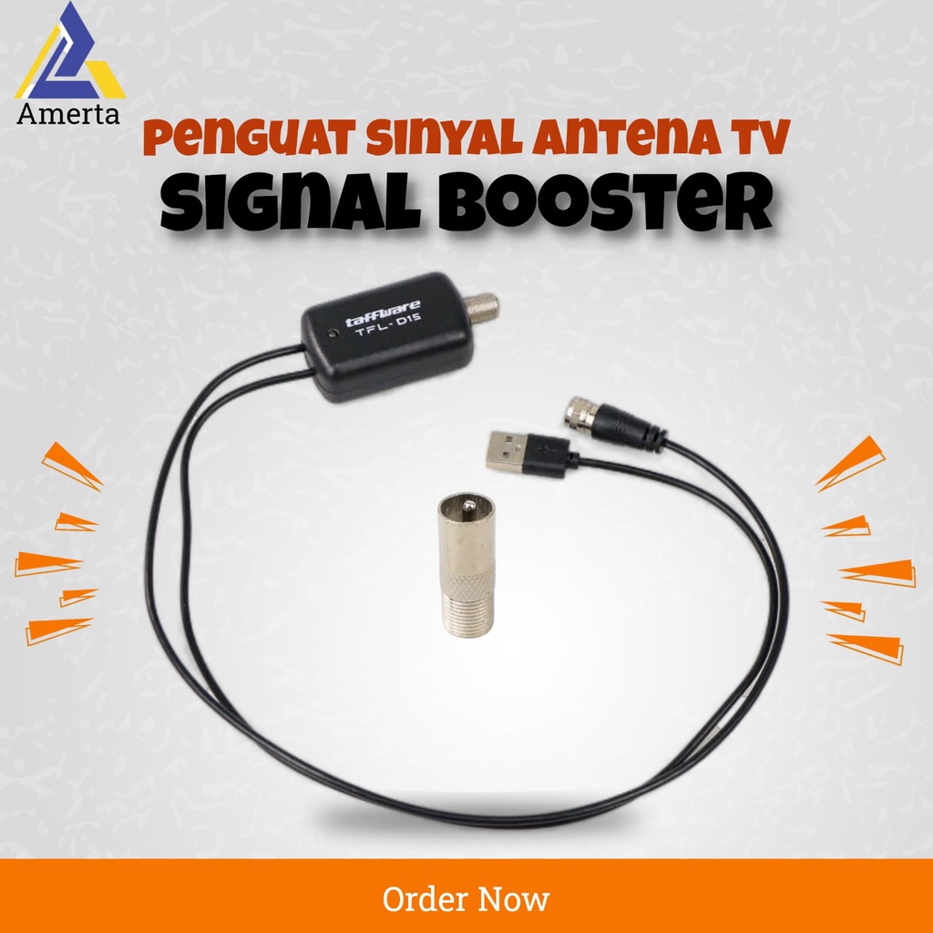 Taffware Penguat Sinyal Antena TV Amplifier Signal Booster HD DVB-T2 for Digital TV Antenna