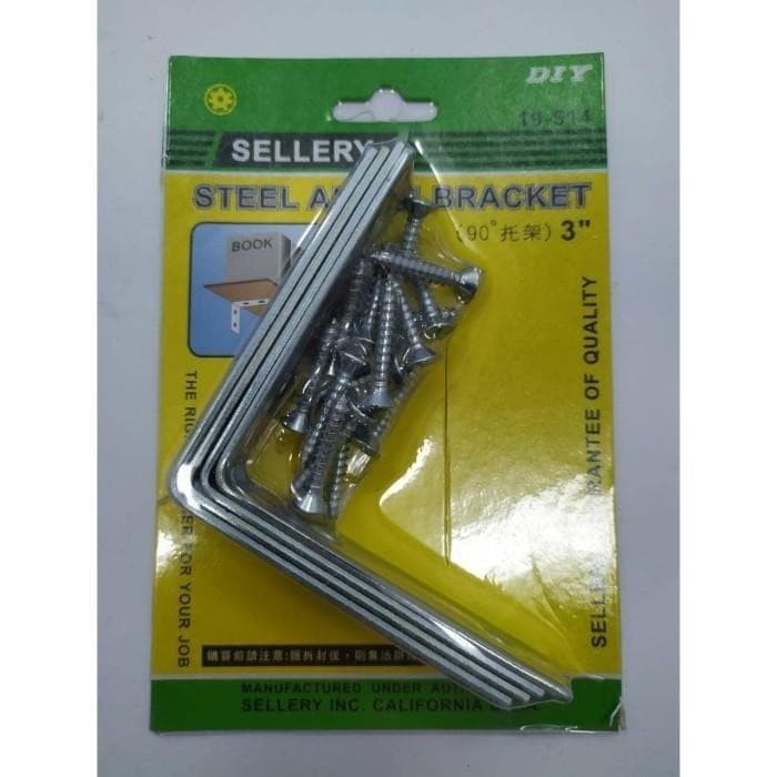 PTMndri - Siku Besi L Siku Rak Penyangga Meja Kursi TV Ambalan Shelf Bracket 3"