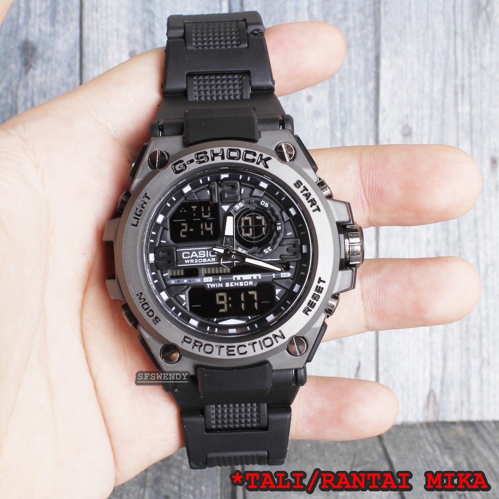 PROMO MURAH !!!Rantai Mika MRG-G2000 Black Hitam Jam tangan pria digital sporty