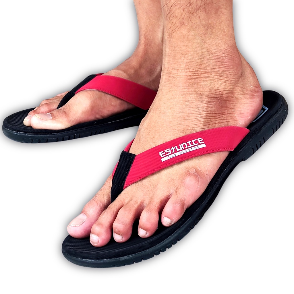 Estunice Sandal Jepit Pria Distro - Freddo D1 Merah-4