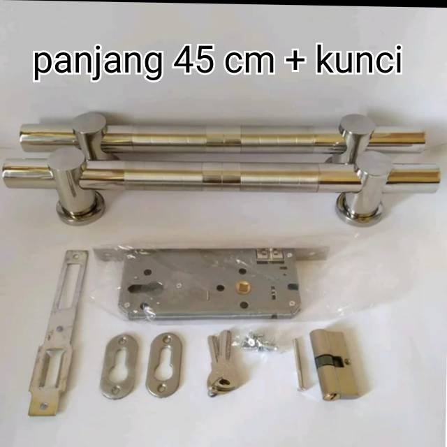 Handle Gagang Pintu Rumah STAINLESS 45cm dan satu set kunci