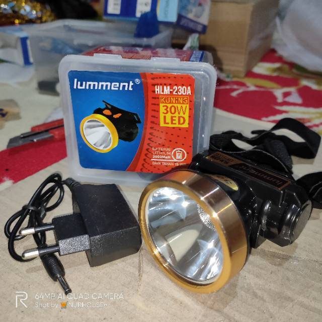 senter kepala 30 watt lumment LED kuning putih