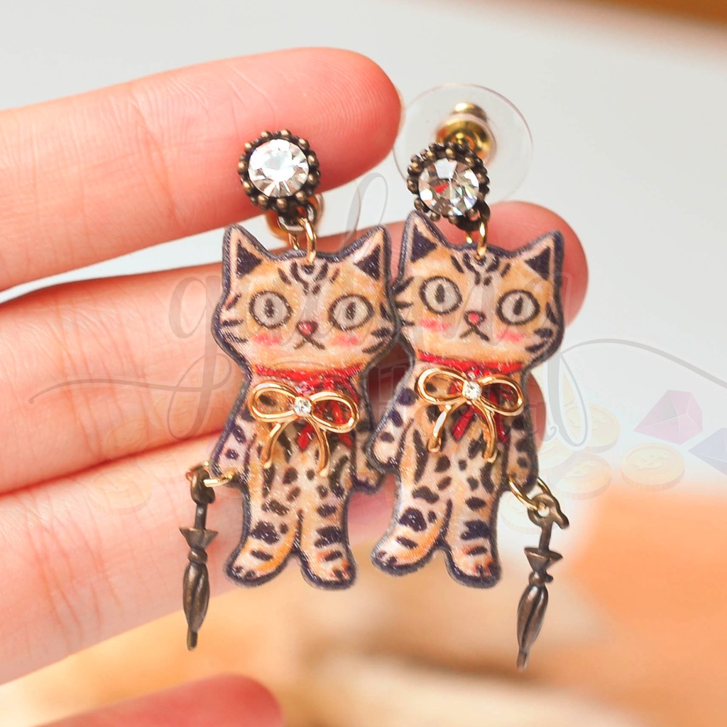 Anting Tusuk Wanita Cat and Umbrella GH Premium Earrings 203134