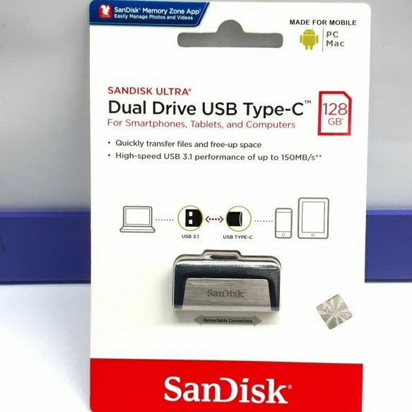 SANDISK Flasdisk OTG Type C 128GB USB 3.1 To Type C Garansi 5 Tahun